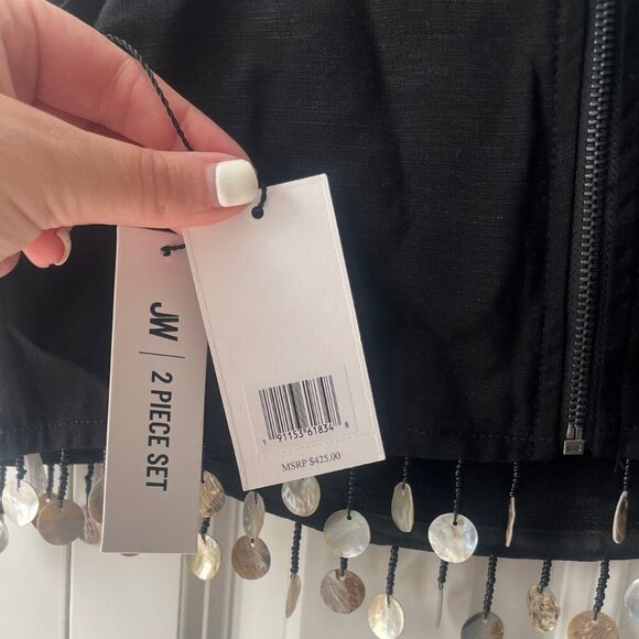 NWT JASON WU Wrap Skirt and Top Crop Seashell Sequin Trim Black Set, 6 - Picture 5 of 10